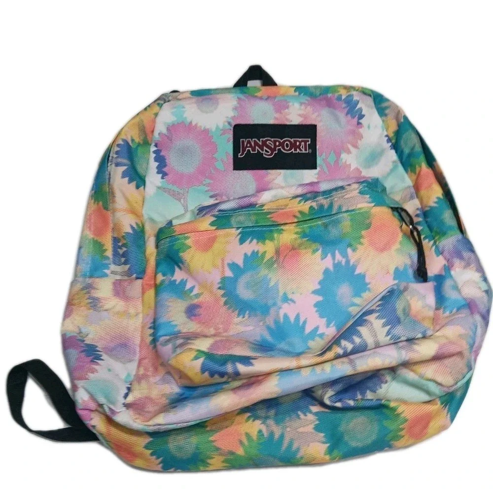 JanSport SuperBreak Plus Backpack Floral Multicolor Tie Dye School Travel‎ Bag